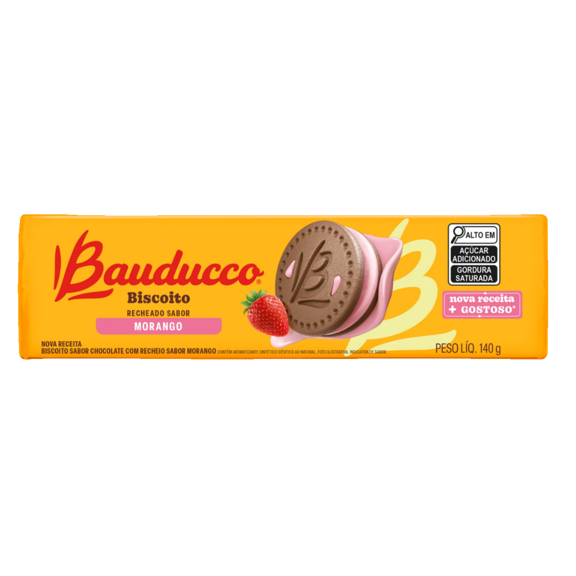 Biscoito Recheado Morango Bauducco 140g