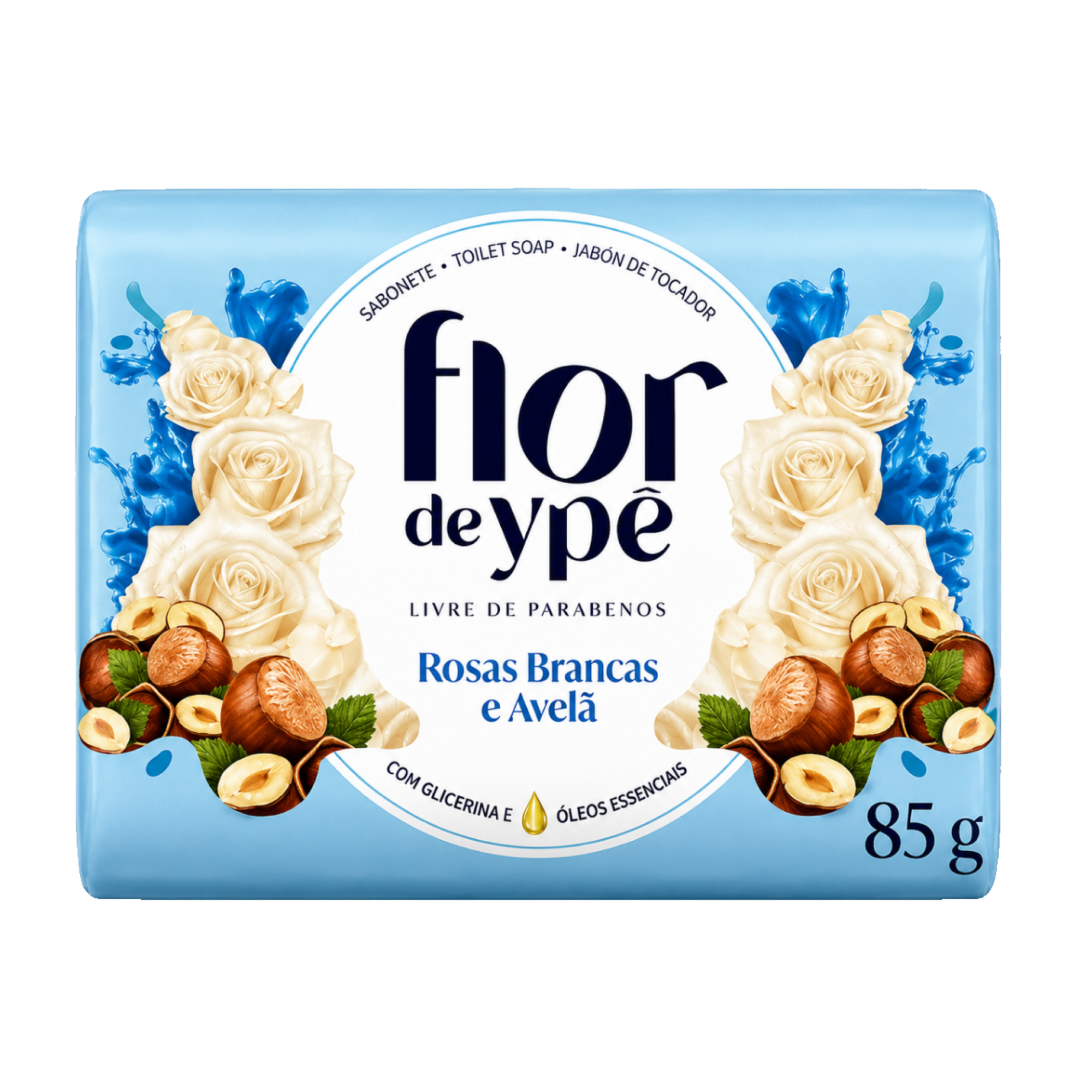 Sabonete Rosa Flor de Ype Rosas Brancas e Avelã 85g